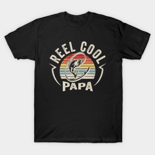 Retro Vintage Reel Cool Papa Funny Fishing Rod Gift For Fisherman Dad Grandpa Husband T-Shirt